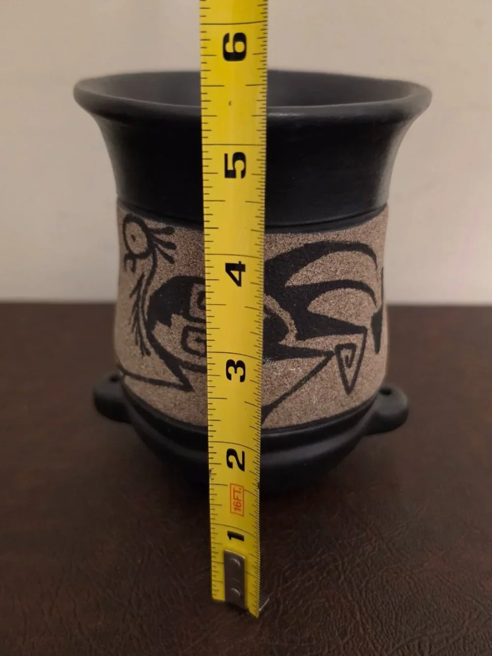 Mexican ceramic vase with petroglyphs (Preowned)